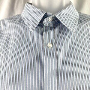 H&M Men's Dress Shirt Long Sleeve Pin-Striped Slim Fit XL Easy Iron Blue Black